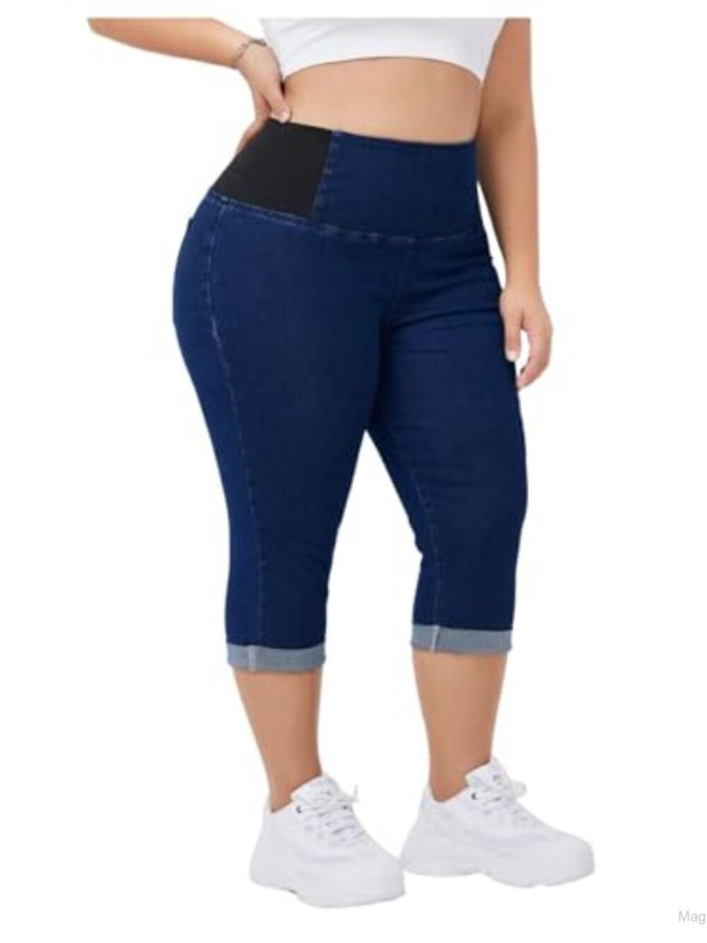 High Waisted Tummy Control Stretchy Capri Skinny Jeans Plus Size